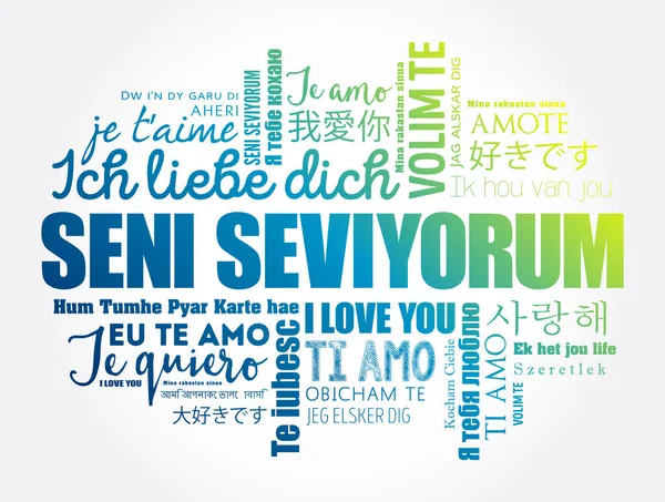 Seni Seviyorum Αγαπώ Στα Τουρκικά Διάφορες Γλώσσες Του Κόσμου — Διανυσματικό Αρχείο