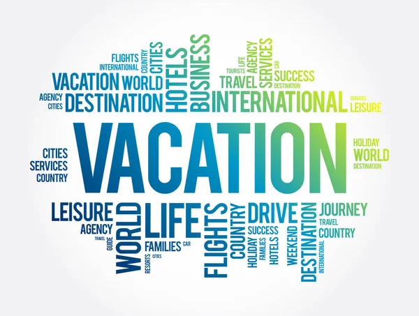 Vacation Word Cloud Collage Travel Concept Background — Stock Vector