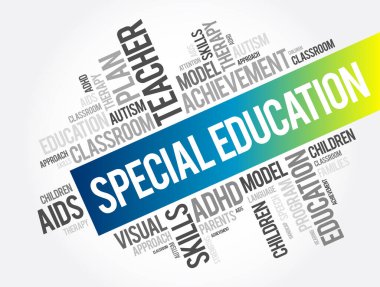 Özel Eğitim kelimesi bulut kolajı, eğitim kavramı geçmişi
