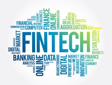 Fintech word bulut kolajı, iş konsepti geçmişi