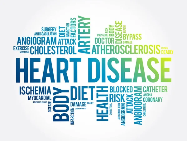 Heart Disease Word Collage Health Concept Background — стоковый вектор