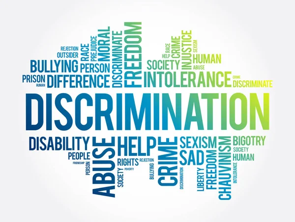 Diskriminasi Kata Awan Kolase Konsep Sosial Latar Belakang - Stok Vektor
