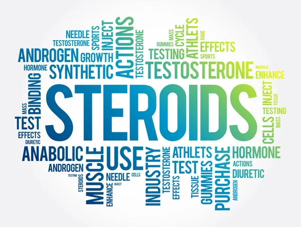 Steroid Kelime Bulut Kolajı Sağlık Konsepti Geçmişi — Stok Vektör
