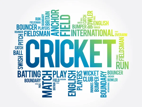 Cricket Mot Nuage Collage Sport Concept Arrière Plan — Image vectorielle