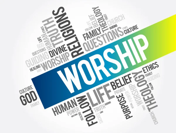 Worship Word Cloud Collage Social Concept Background — Stock Vector