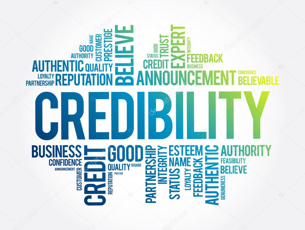 Credibility word cloud collage, business concept background