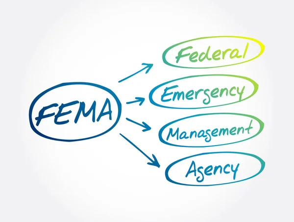 Fema Acrónimo Agencia Federal Para Manejo Emergencias Antecedentes Conceptuales — Vector de stock