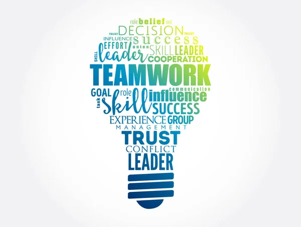 Teamwork Light Bulb Word Cloud Business Concept Background — Stock Vector