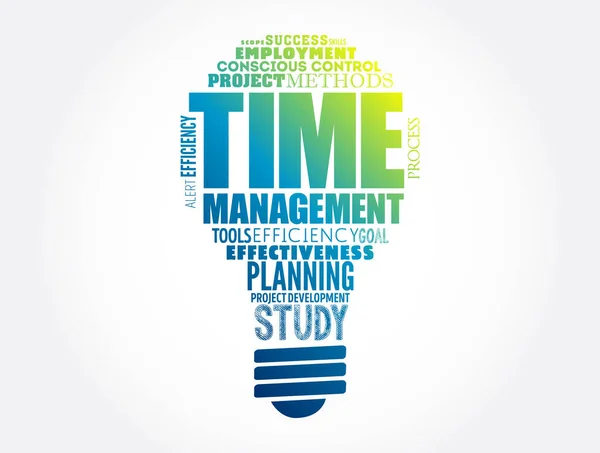 Time Management Лампочка Слово Облако Бизнес Концепция Фона — стоковый вектор