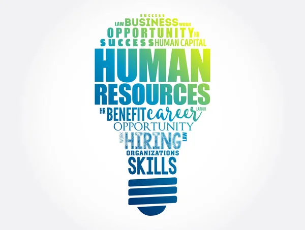 Human Resources Light Bulb Word Cloud Colage Business Concept Background — стоковий вектор
