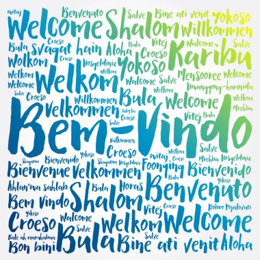 Bem-Vindo (Portekizce Hoşgeldiniz) kelime bulutu farklı dillerde