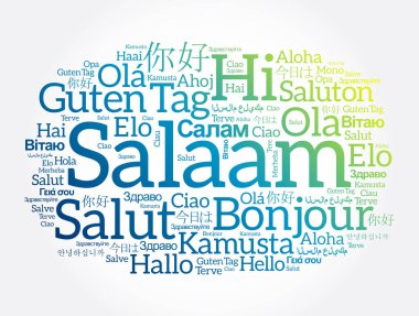 SALAAM (Farsça Merhaba, Farsça) dünyanın farklı dillerinde kelime bulutu