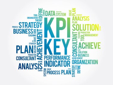 KPI - Anahtar Performans Göstergesi kelime bulutu, iş konsepti geçmişi