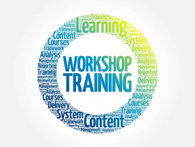 Atölye Eğitim daire kelime bulutu, iş kavramı