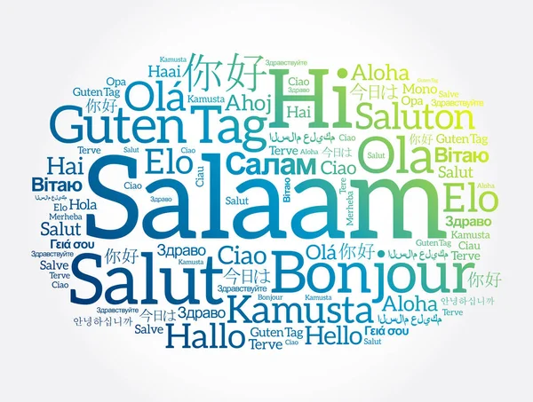 Salaam Hello Greeting Persian Farsi Palabra Nube Diferentes Idiomas Del — Archivo Imágenes Vectoriales
