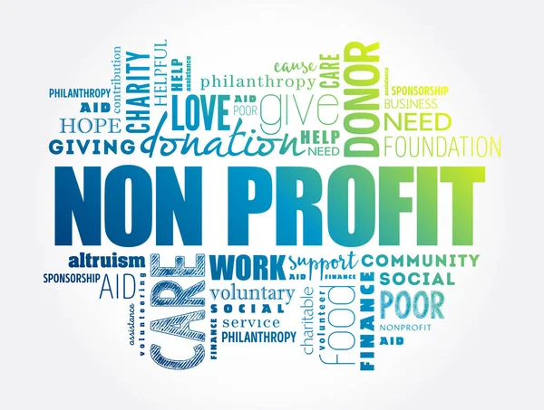 Non Profit Word Cloud Collage Soziales Konzept Hintergrund — Stockvektor