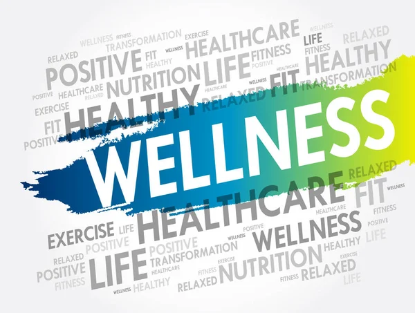 Wellness Słowo Chmura Fitness Sport Tło Koncepcji Zdrowia — Wektor stockowy