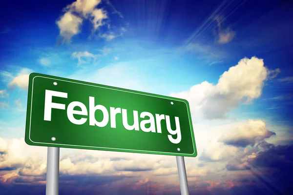 Letrero verde de febrero, concepto de Meses del Año —  Fotos de Stock