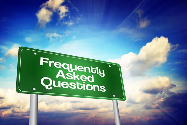 Foire aux questions (FAQ) Green Road Sign, Business Conce — Photo