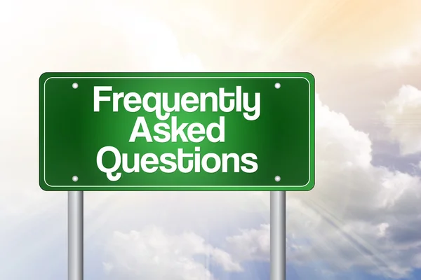 Frequently Asked Questions (FAQ) Green Road Sign, Business Conce — Stock Photo, Image