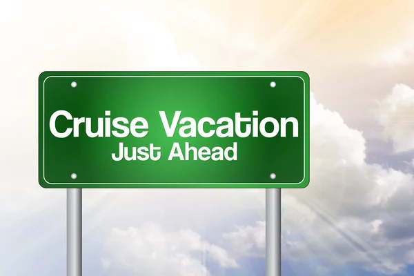 Ocean Cruise appena avanti Green Road Sign Concep — Foto Stock