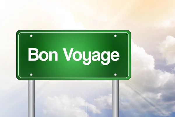 Bon Voyage Green Road Sign Concep — Stock Photo, Image