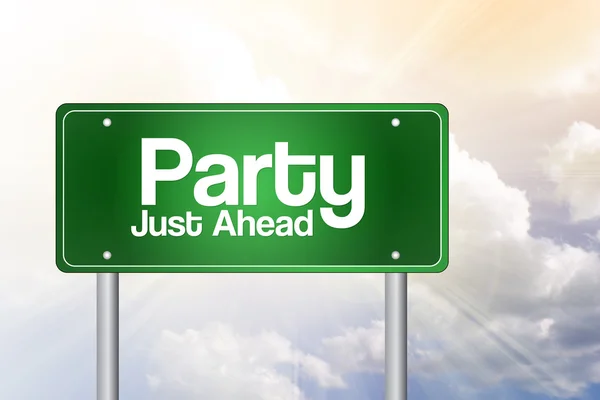 Party Green Road Sign Concep — Stock Photo, Image