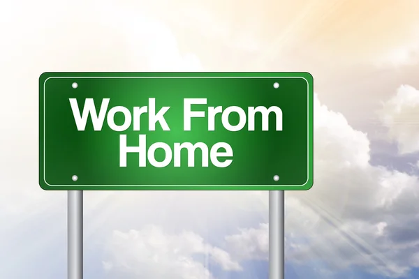 Work From Home Green Road Sign, business concep — Stock Photo, Image