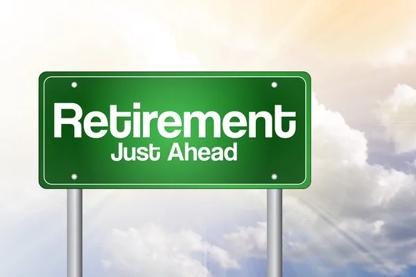 Pensionering grön vägskylt, business begreppsmässigt — Stockfoto