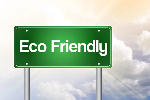 Eco Friendly Green Road Sign cóncavo —  Fotos de Stock