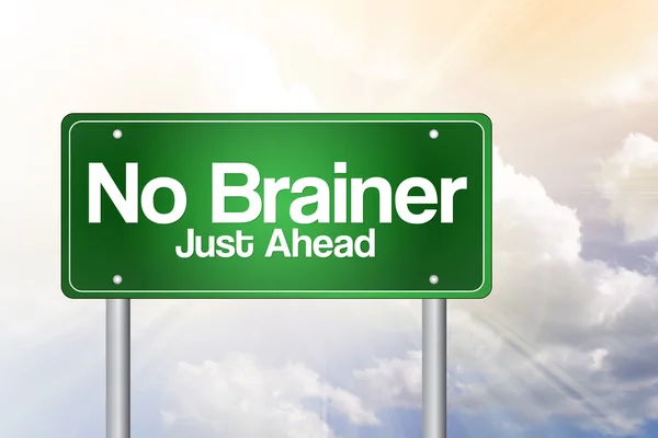 No Brainer, Just Ahead Green Road Sign concep — Stock Photo, Image