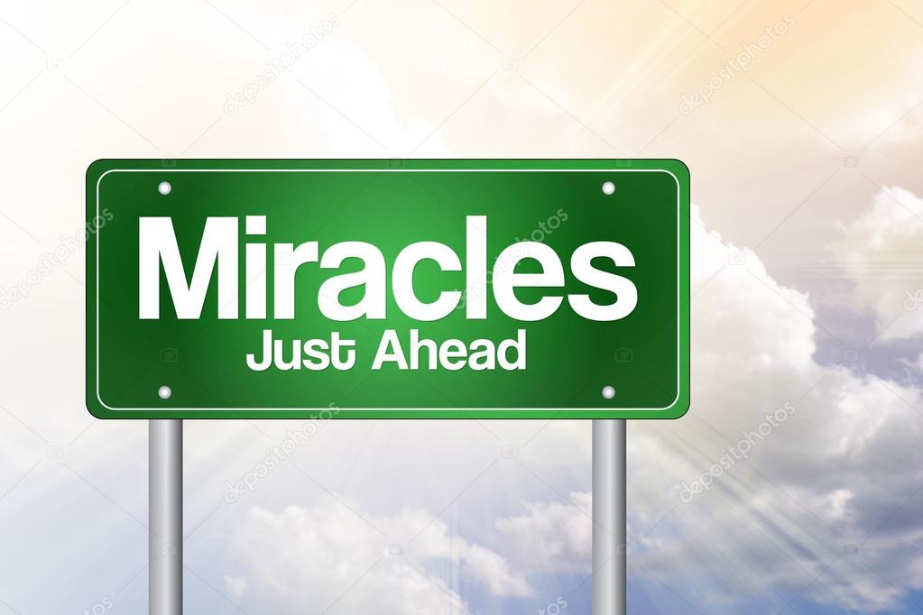 Miracles Green Road Sign, business concep
