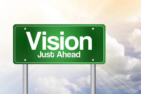 Vision bara framåt gröna vägskylt, business begreppsmässigt — Stockfoto