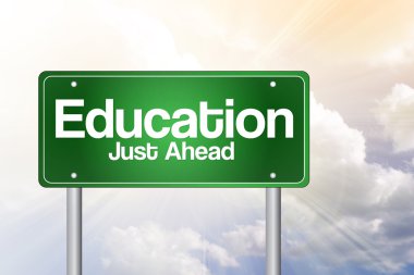 Education Just Ahead Green Road Sign concep clipart