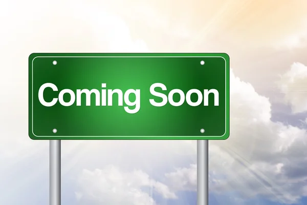 Coming Soon Green Road Sign, business concep — Stock Photo, Image