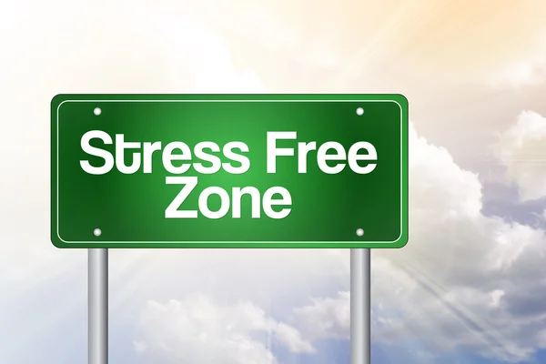 Stress Free Zone Green Road Sign, business concep — Stock Photo, Image