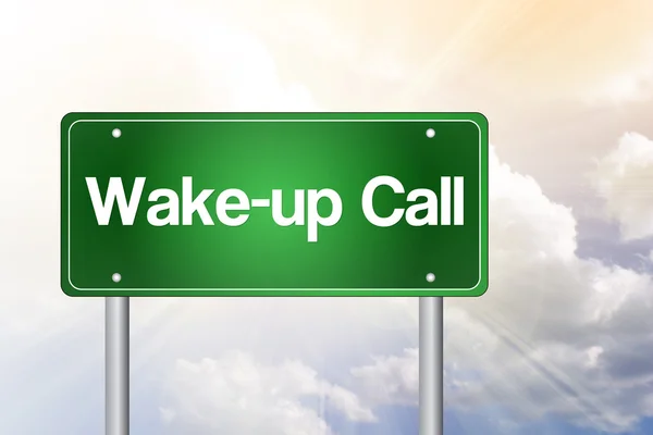 Uyandırma Call yeşil yol işaret, iş concep — Stok fotoğraf