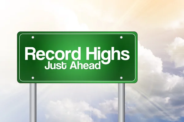 Record Highs verde strada segno, concep di affari — Foto Stock