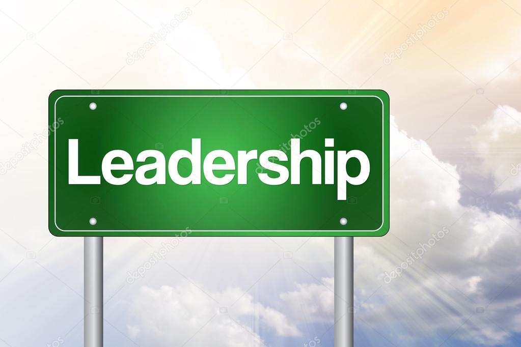 Leadership Green Road Sign, business concep