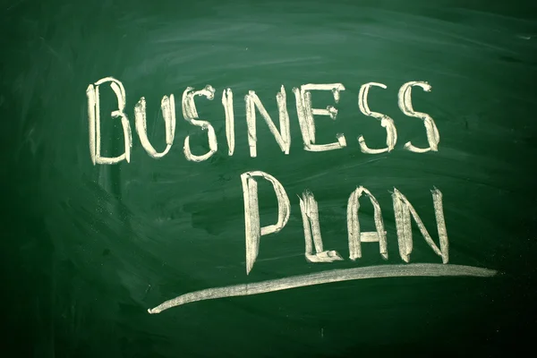 Titolo del Business Plan scritto con gesso su blackboar — Foto Stock