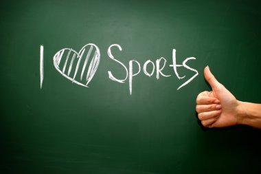 Ben okul blackboar üzerinde el yazısı spor ifade seviyorum