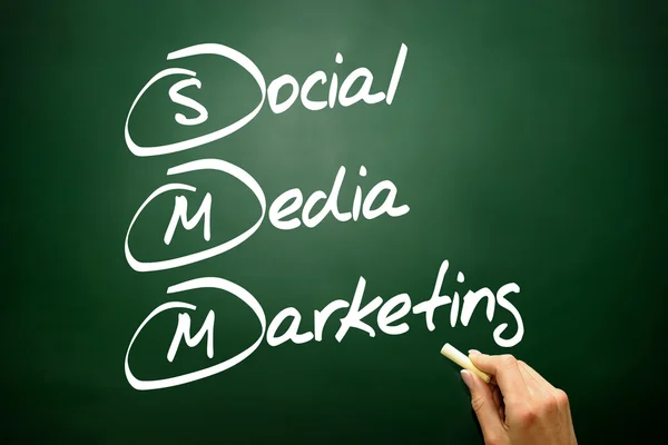 Dibujado a mano Social Media Marketing concepto, estrategia de negocio en —  Fotos de Stock