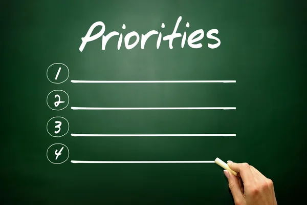 Hand drawn Priorities blank list concept on blackboar — Stock Photo, Image