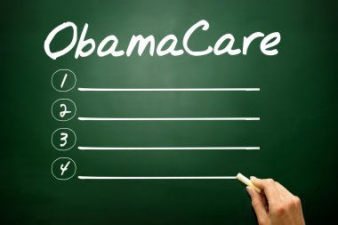 Elle çizilmiş Obamacare boş liste, iş kavramı üzerinde blackboar