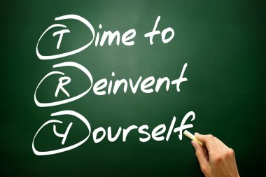 Hand drawn Time to Reinvent Yourself (TRY), business concept on  clipart