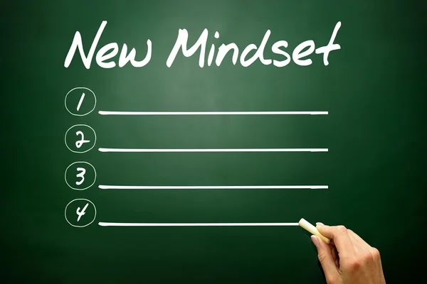 Hand drawn NEW MINDSET blank list, business concept on blackboar — Stock Photo, Image