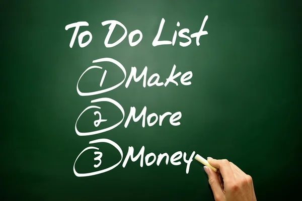Dibujado a mano hacer más dinero en la lista de tareas, concepto de negocio en bl — Foto de Stock