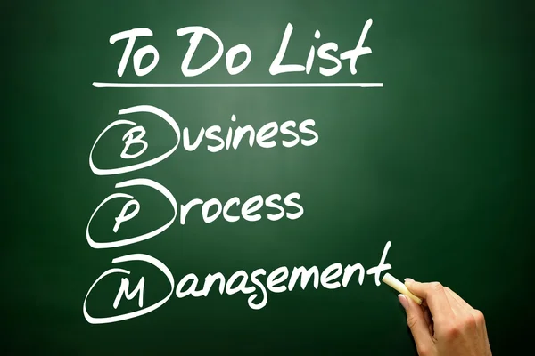 Gerenciamento de processos de negócios (BPM) desenhado à mão em To Do List, conc — Fotografia de Stock