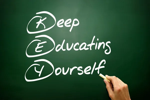 Hand drawn Keep Educating Yourself (KEY), business concept on bl — Stock Photo, Image