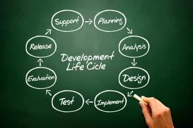 Circular flow chart of life cycle development process on 